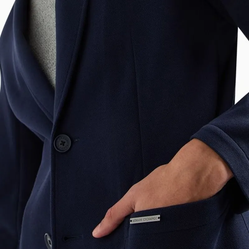 ARMANI EXCHANGE Single-breasted Piqué Blazer-4