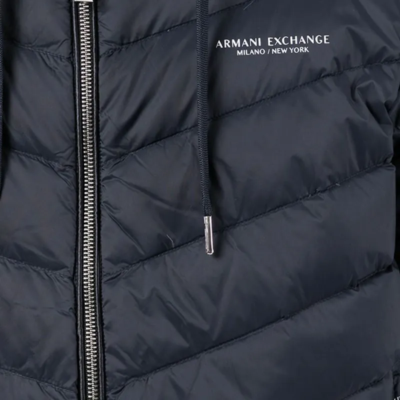ARMANI EXCHANGE Zipped Hooded Drawstring Down Jacket-6