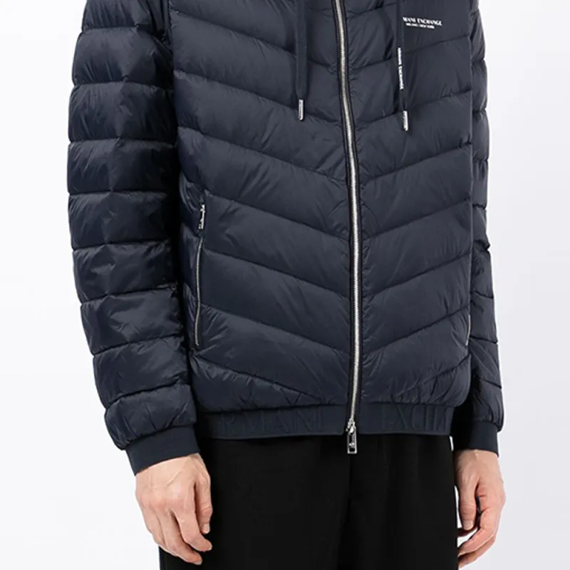 ARMANI EXCHANGE Zipped Hooded Drawstring Down Jacket-5