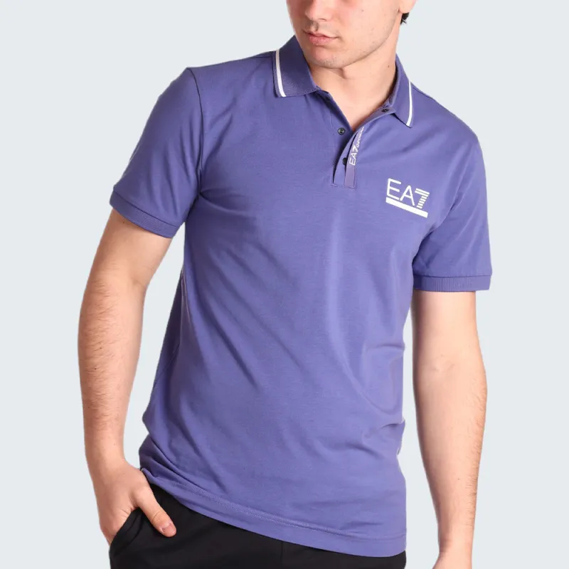 EMPORIO ARMANI EA7 SS24 Polo Shirt Men's Royal Blue-5