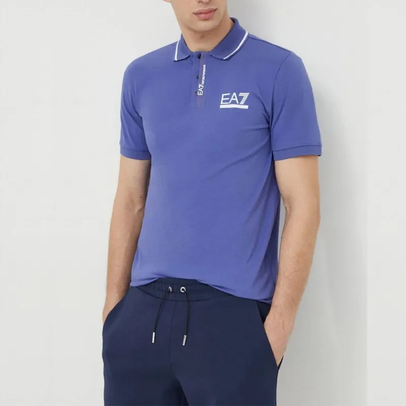 EMPORIO ARMANI EA7 SS24 Polo Shirt Men's Royal Blue-3