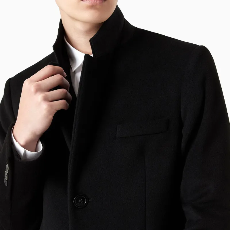 EMPORIO ARMANI Coat With Lapels In Beaver Cashmere-3