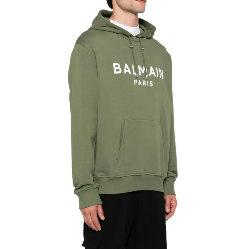 BALMAIN Logo Printed Drawstring Hoodie-5