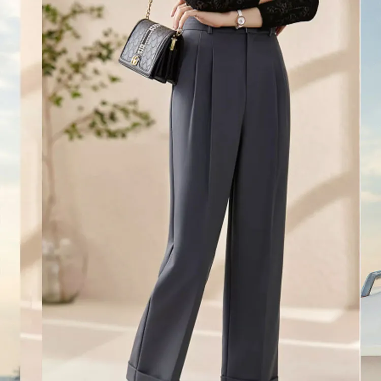 OUNIXUE Casual Pants Women's Gray-3