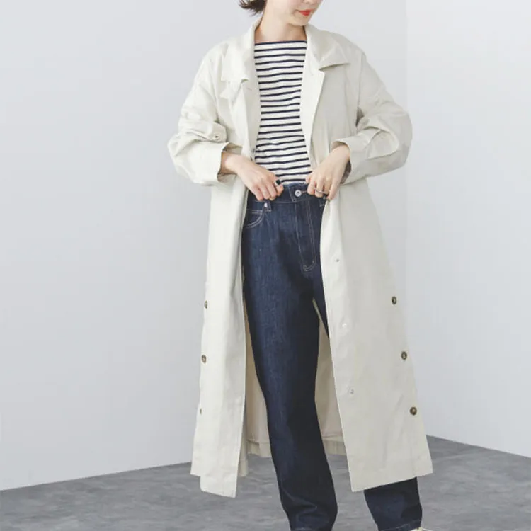 Beams Trench Coats Women's Light Beige-4