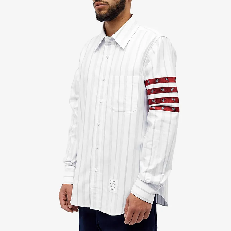 THOM BROWNE 4 Bar Striped Buttoned Shirt-4
