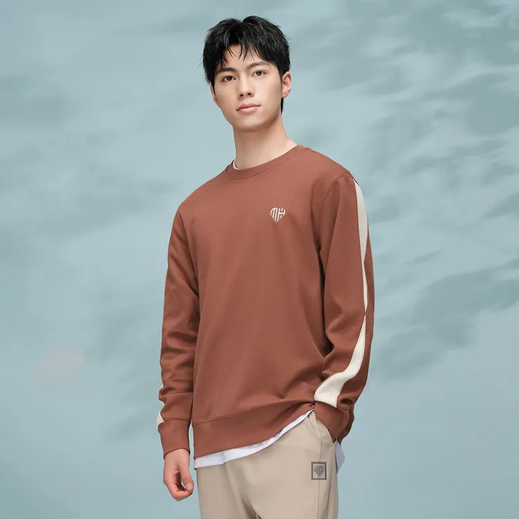 HLA Crew Neck Loose Fit Color Blocking Patchwork Sweatshirt Men's-13