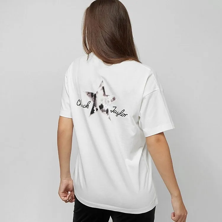 Converse Drop Shoulder Sleeve T Shirt Women's White-2