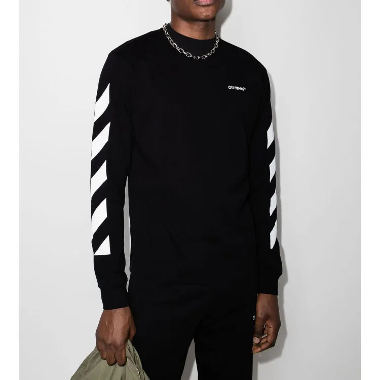 OFF WHITE Diagonal Helvetica Long Sleeve T Shirt-5