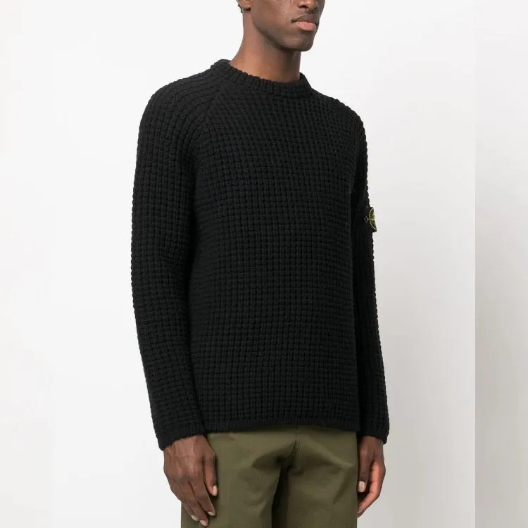 STONE ISLAND Compass Logo badge Waffle knit Jumper-3