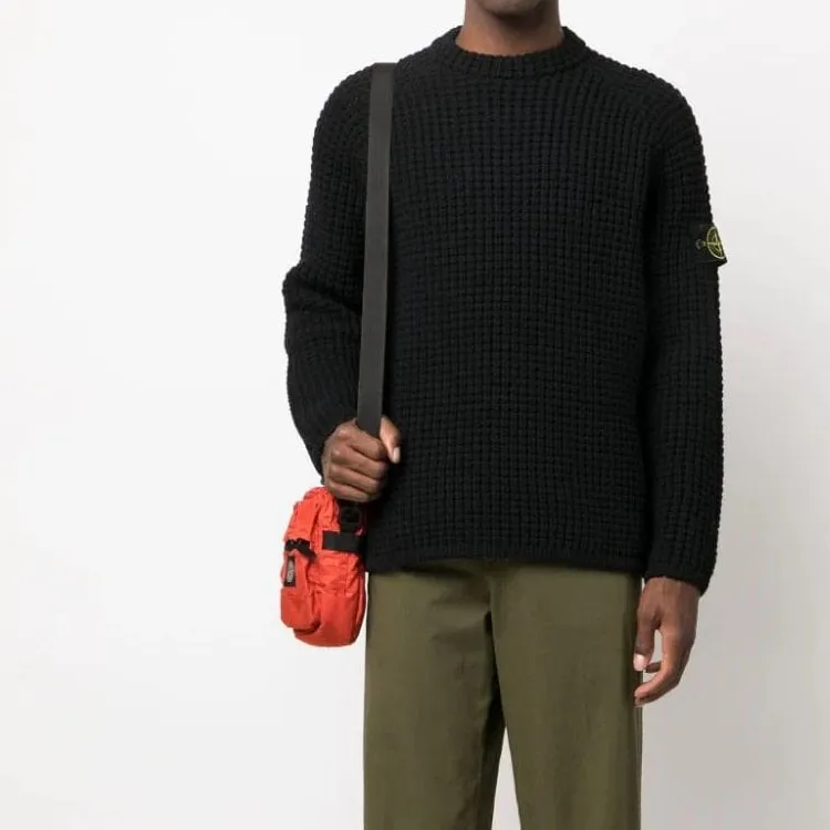 STONE ISLAND Compass Logo badge Waffle knit Jumper-4
