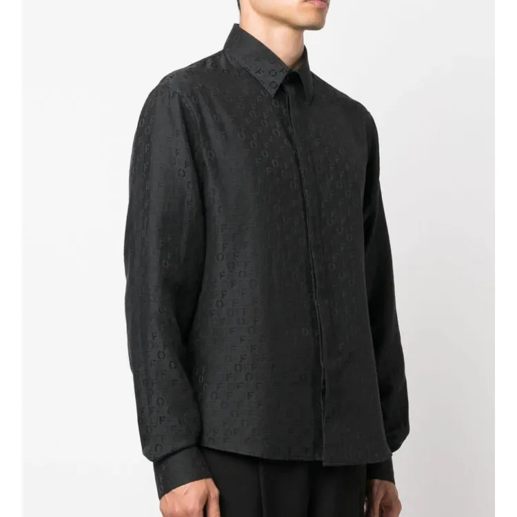 OFF WHITE Allover Logo Printed Long Sleeved Shirt-3