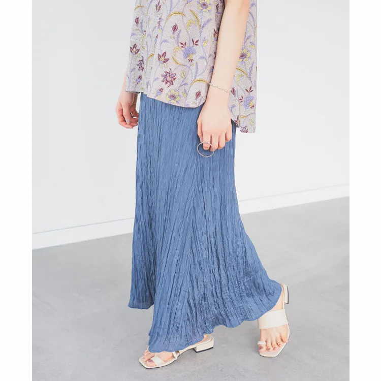 Beams Casual Long Skirts Women's Stone Blue-5