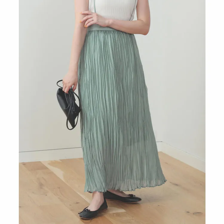 Beams Casual Long Skirts Women's Light Green-4