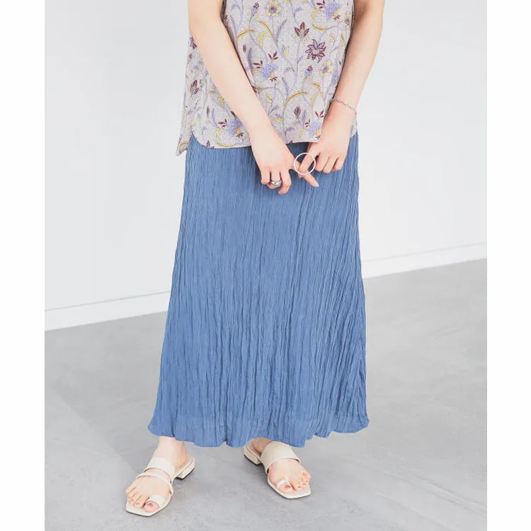 Beams Casual Long Skirts Women's Stone Blue-3