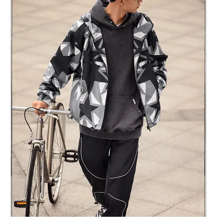 LiNing Trench Coat Men's Black Gray All Over Print-2