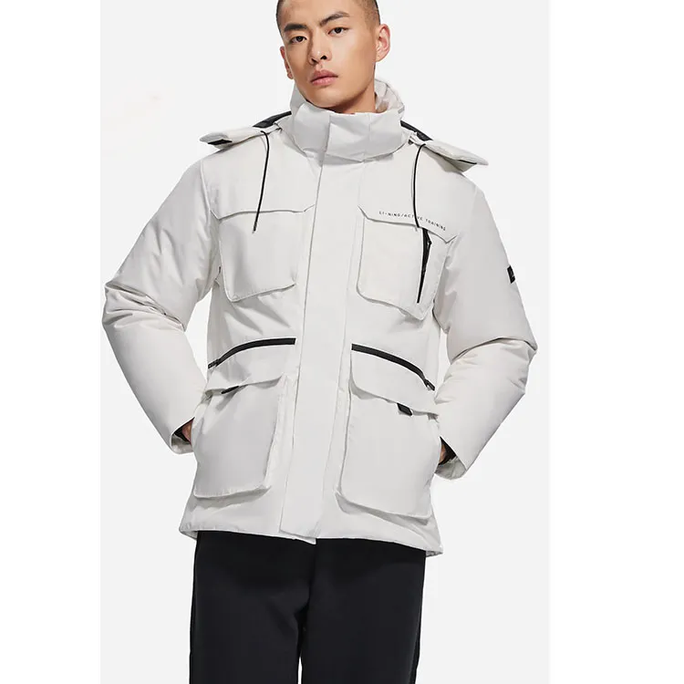 LiNing Down Jacket Winter Men's Champagne White-4