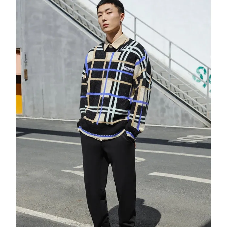 LINING Sweaters Men Black Plaid-4