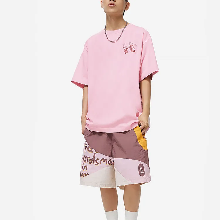 LiNing Badfive Drop Shoulder Sleeve T Shirt Unisex Flower Branch Pink-2
