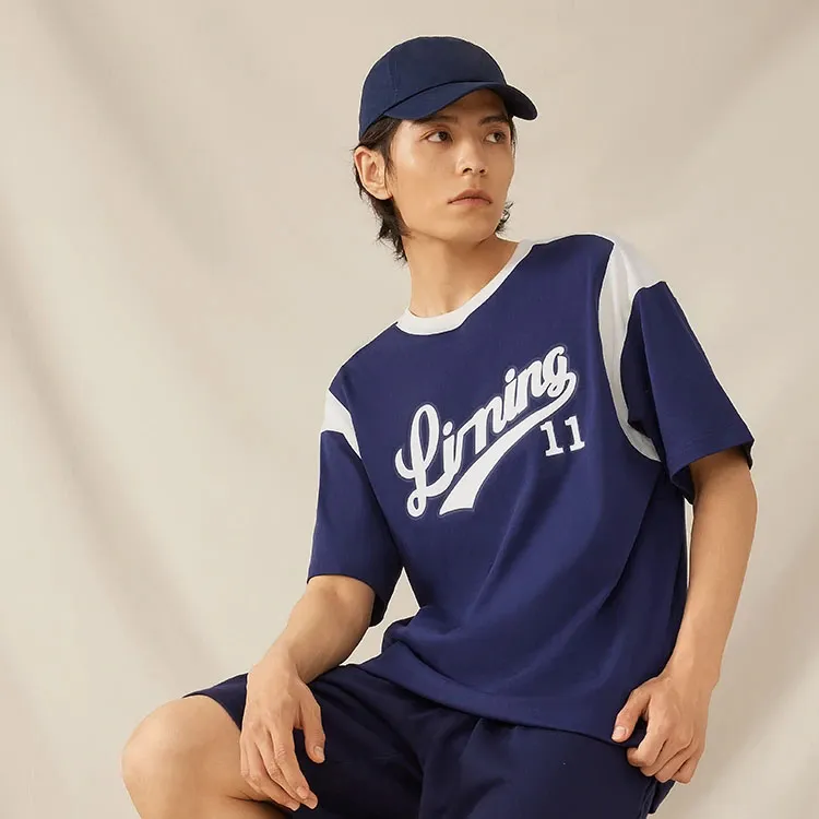 LiNing Sports Fashion Collection T Shirt Unisex Dark Pea Blue-4