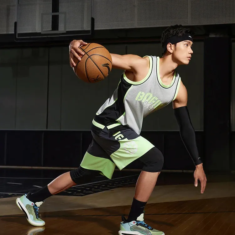 LiNing Casual Shorts Men's Ebony Black Fluorescent Ice Green-2