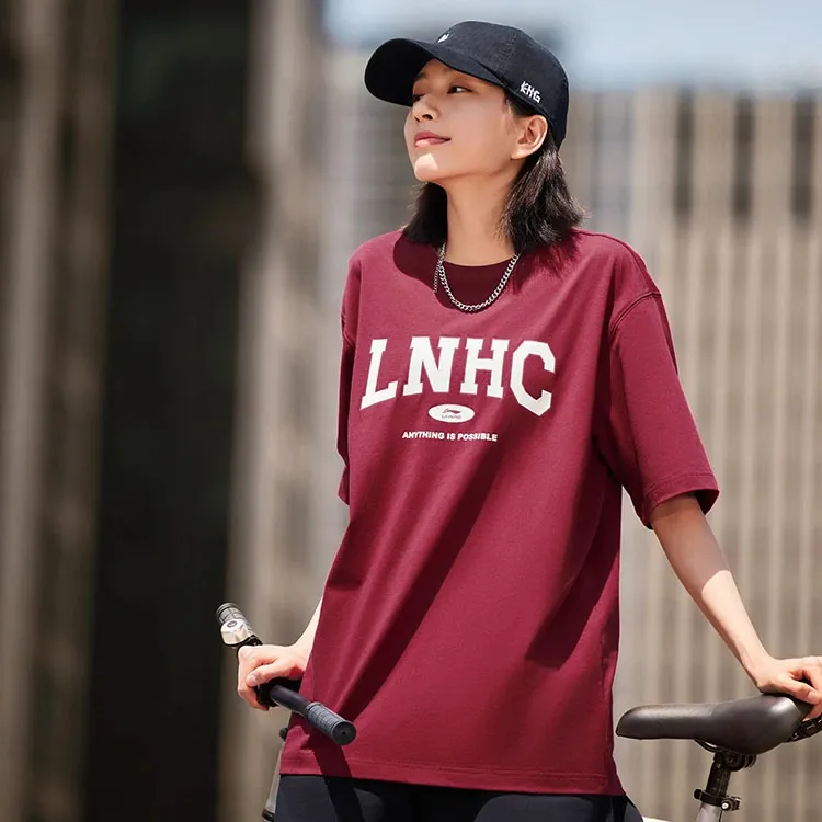 LiNing Sports Fashion Collection T Shirt Unisex Bicycle Red-4