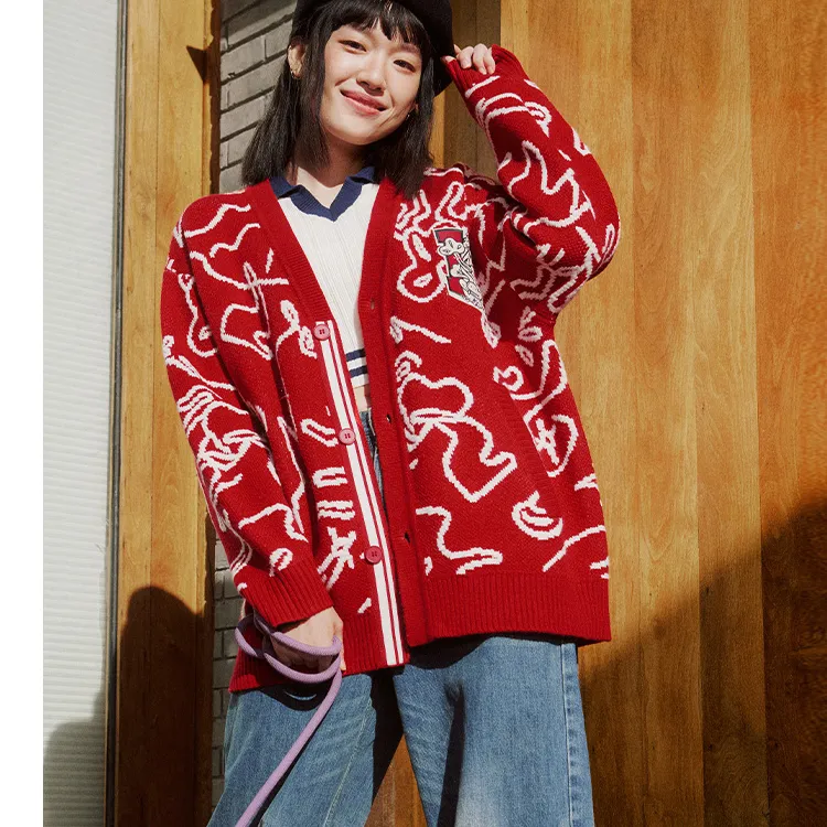 LiNing CNY Wanshi Green Pine Series Knitwear Unisex Agate Red Full-2