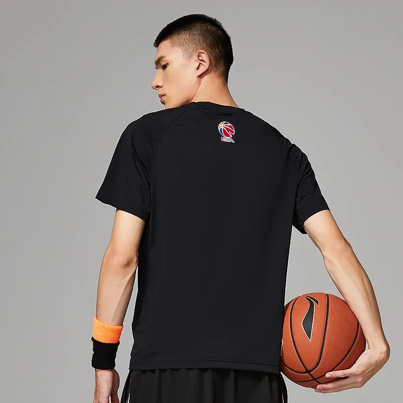 LiNing CBA Collection Professional Basketball Collection T Shirt Men's Black-3