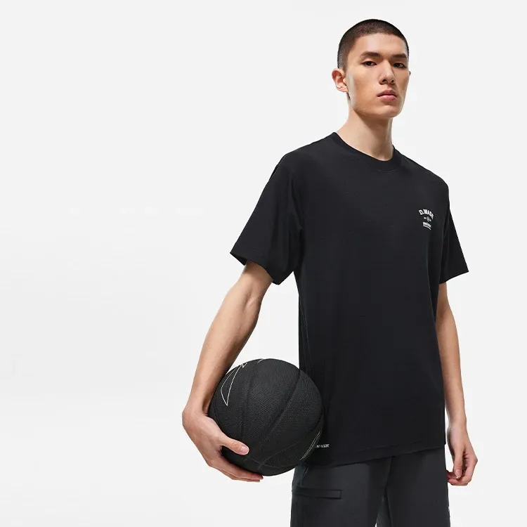 LiNing Drop Shoulder Sleeve T Shirt Men's Black-3
