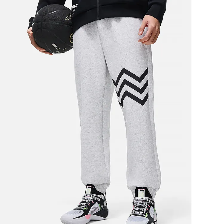LiNing Knitted Sports Pants Men's Heather Gray River Stone Gray-2