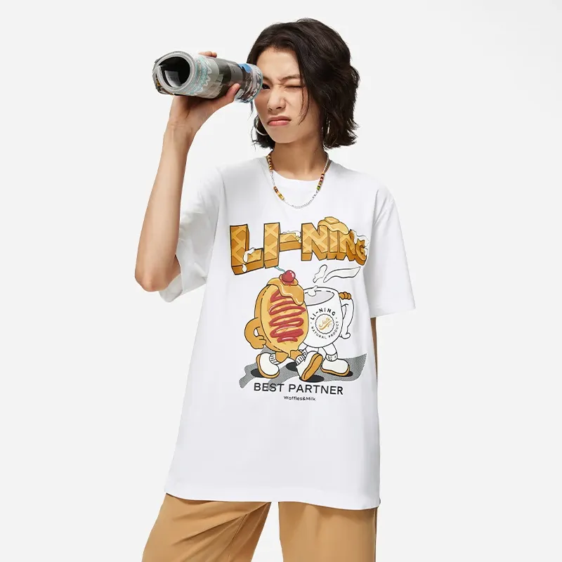 LiNing Sports Fashion Collection T Shirt Unisex Standard White-3