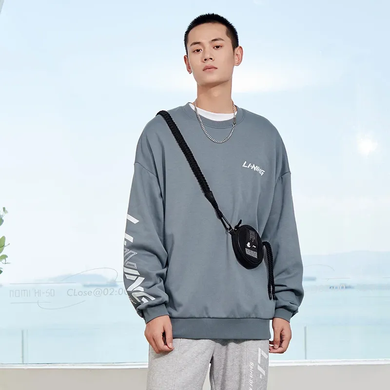 LiNing Sports Fashion Collection Sweatshirt Men's 9-Degree Gray Thick-4