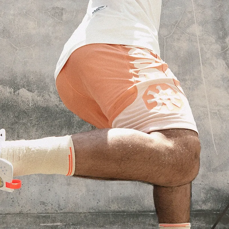 LiNing Sports Shorts Men's Sunset Orange Moonlight Gray-3