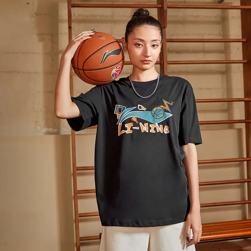 LiNing Basketball Collection T Shirt Men's Black-3