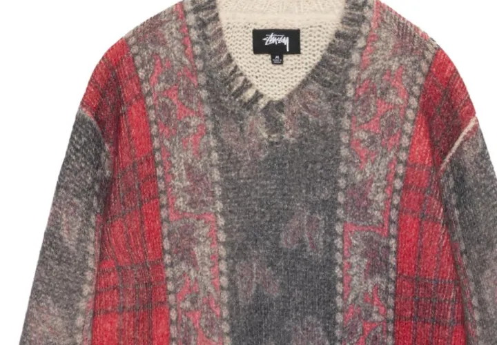 Stussy Mixed Print Alpaca Sweater - POIZON Stussy Mixed Print Alpaca Sweater - POIZON
