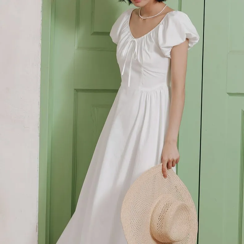 Migu Short Sleeved Dresses Women's White-2