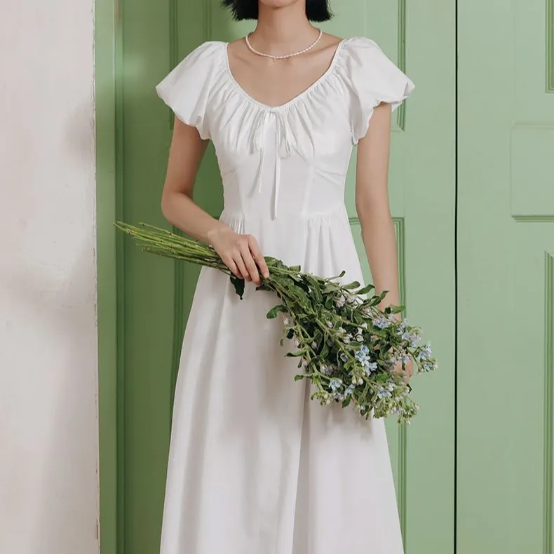 Migu Short Sleeved Dresses Women's White-4