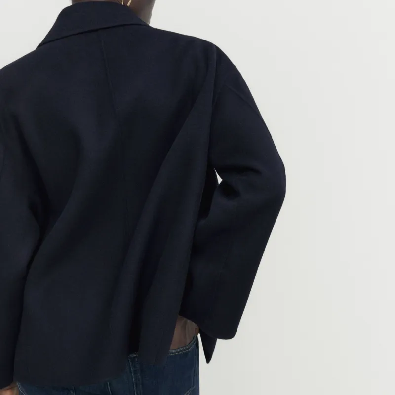Massimo Dutti Coats Women's Navy Blue-5