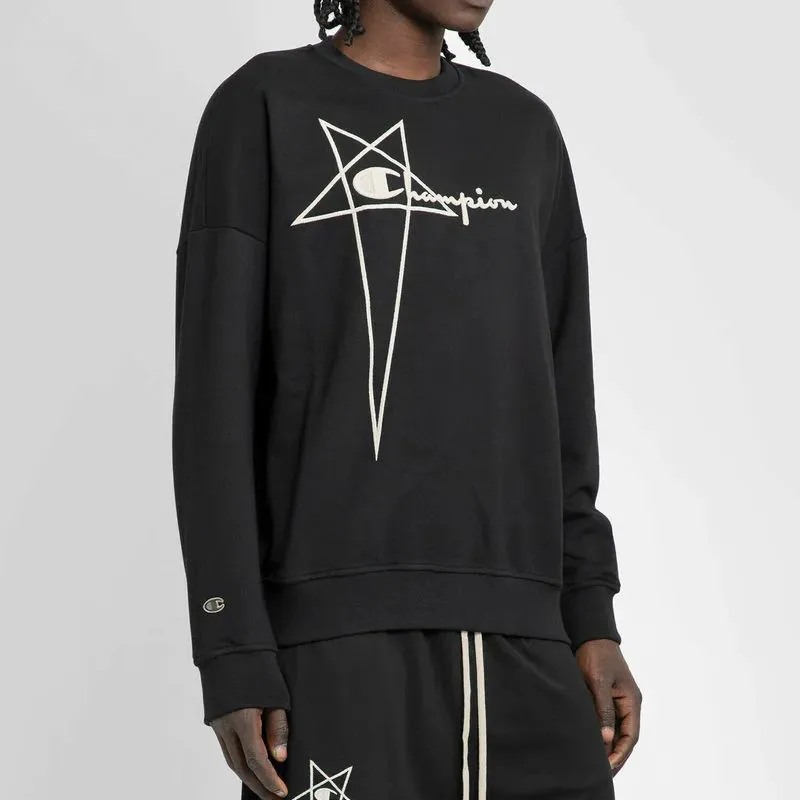 RICK OWENS X Champion Logo Embroidered Sweatshirt-5