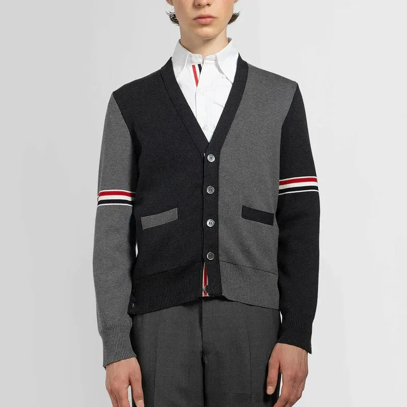 THOM BROWNE Color Block Buttoned Cardigan-4