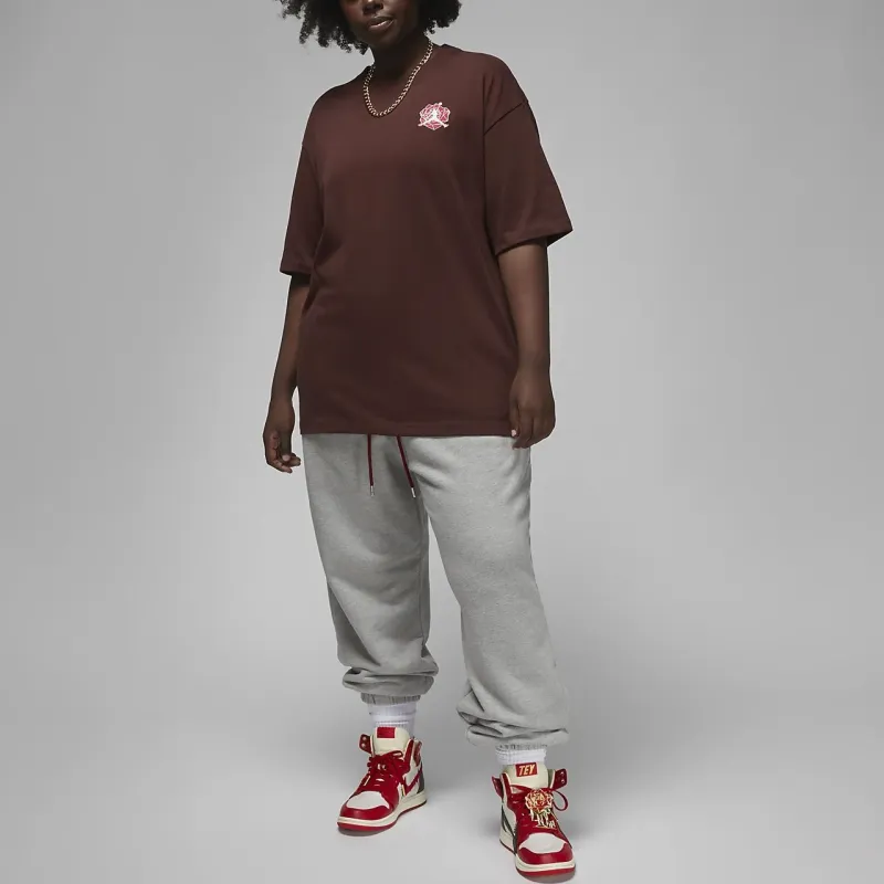 Jordan Set-in Sleeve T-Shirt Women's Coffee Asia Version-4