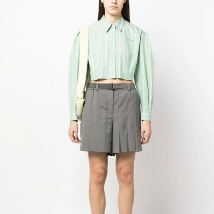 MARNI Cropped Box Long Sleeve Button Down 'Millet'-3