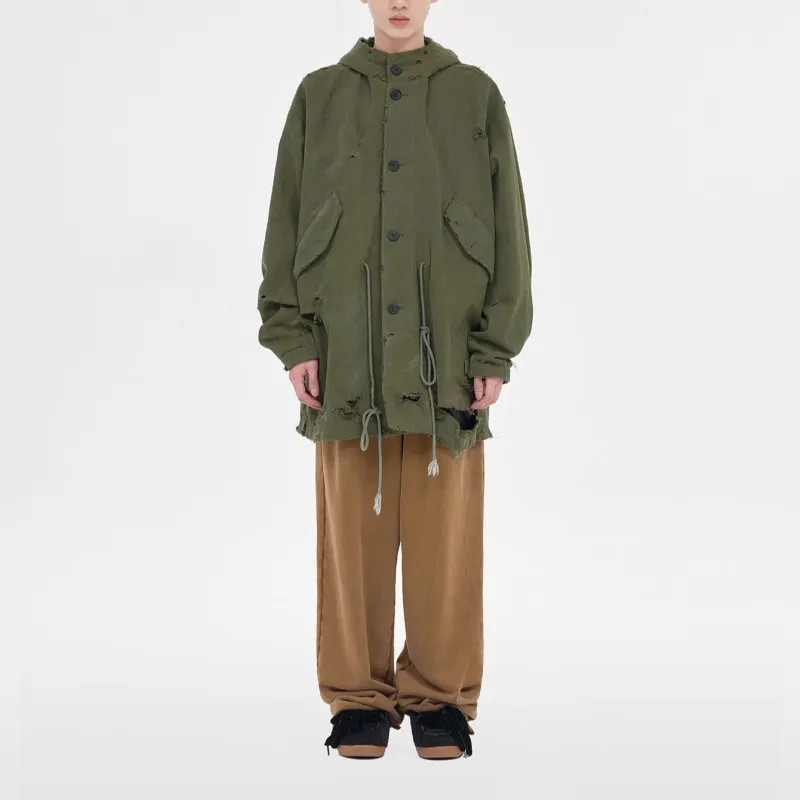 WE11DONE Parka Coats Unisex Khaki-4