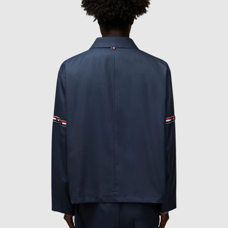THOM BROWNE Signature Stripe Detailed Long Sleeved Shirt Jacket-5