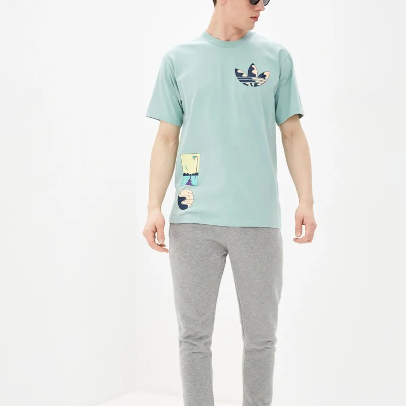 Adidas Originals T Shirt Men's Gray Green-5