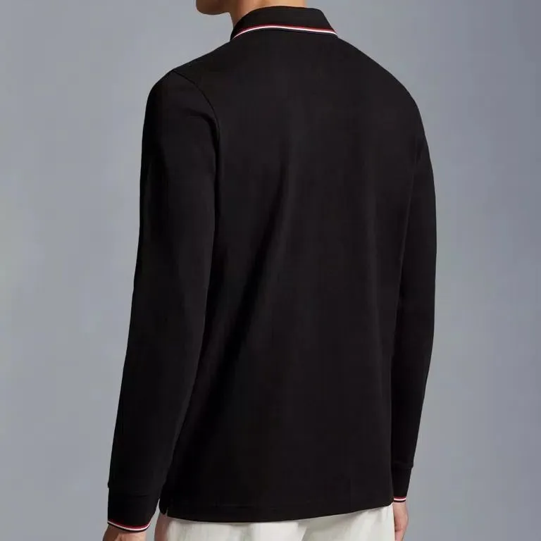 Moncler Logo Patch Long Sleeved Polo Shirt-4