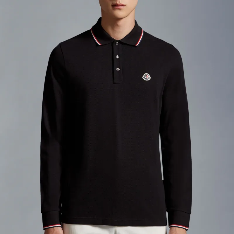 Moncler Logo Patch Long Sleeved Polo Shirt-3