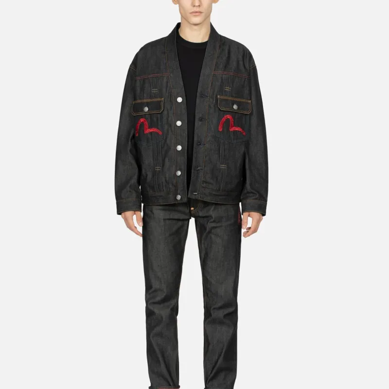 EVISU Denim Jackets Men Black-5