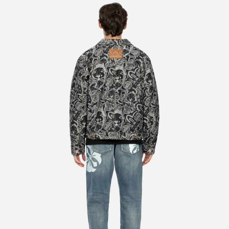 EVISU Denim Jackets Men Black All Over Print-5