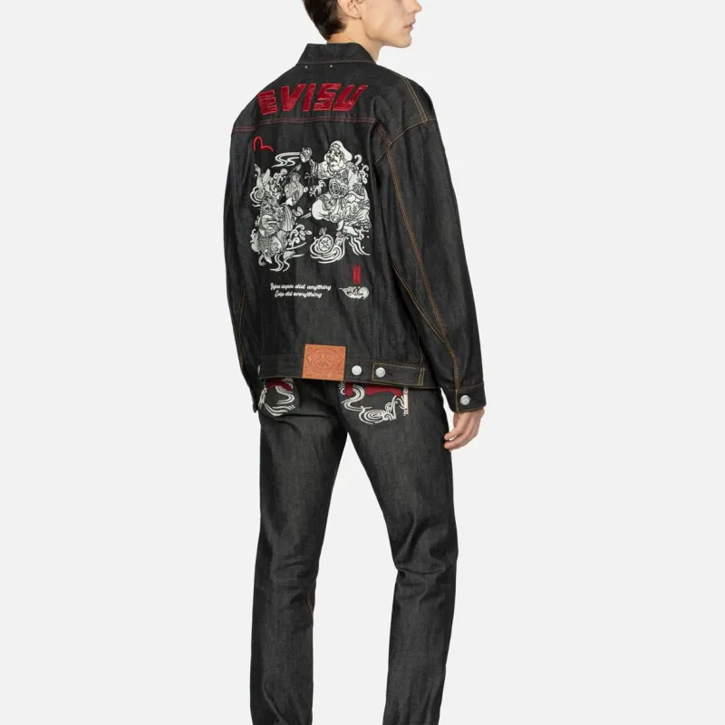 EVISU Denim Jackets Men Black-2
